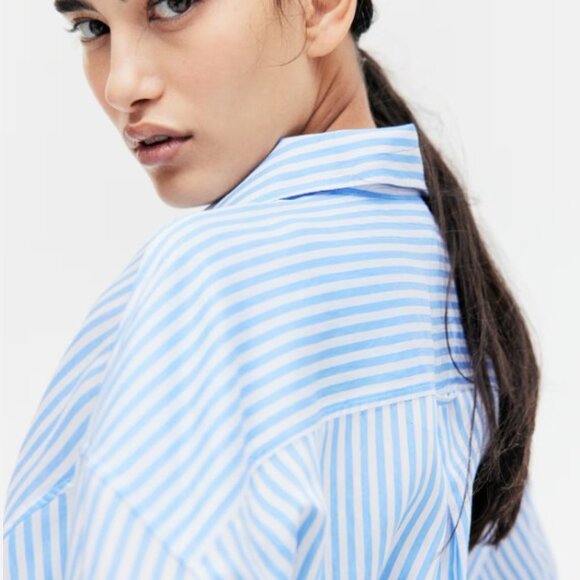 H&M blue and white striped oversized shirt Large - Picture 6 of 8